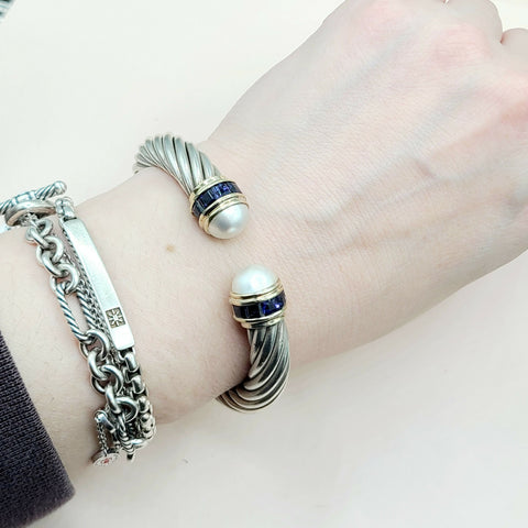 David Yurman 10mm Renaissance Pearl, Iolite & 14K Gold Bracelet 