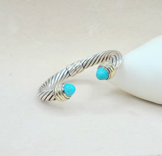 David Yurman 10mm Turquoise Silve Gold Bracelet