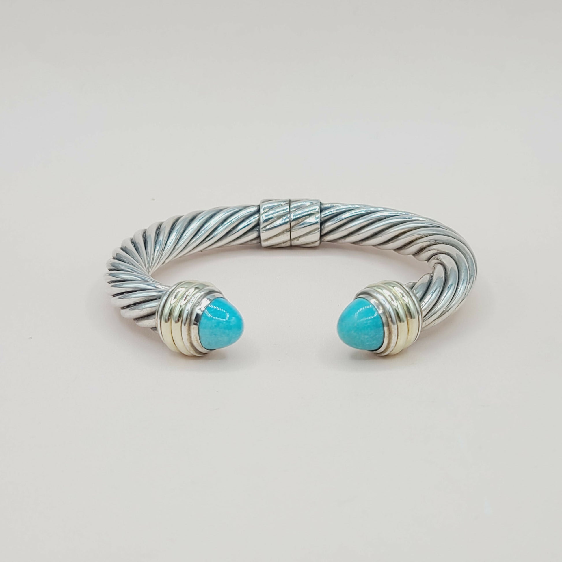 David Yurman 10mm Turquoise Silve Gold Bracelet
