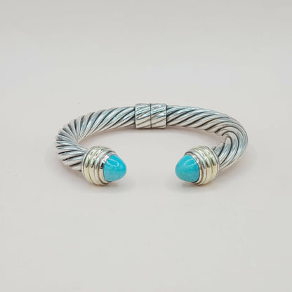 David Yurman 10mm Turquoise Silve Gold Bracelet