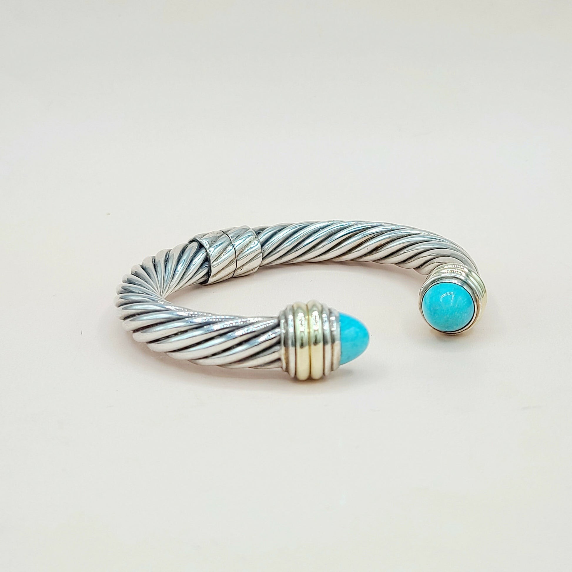 David Yurman 10mm Turquoise Silve Gold Bracelet