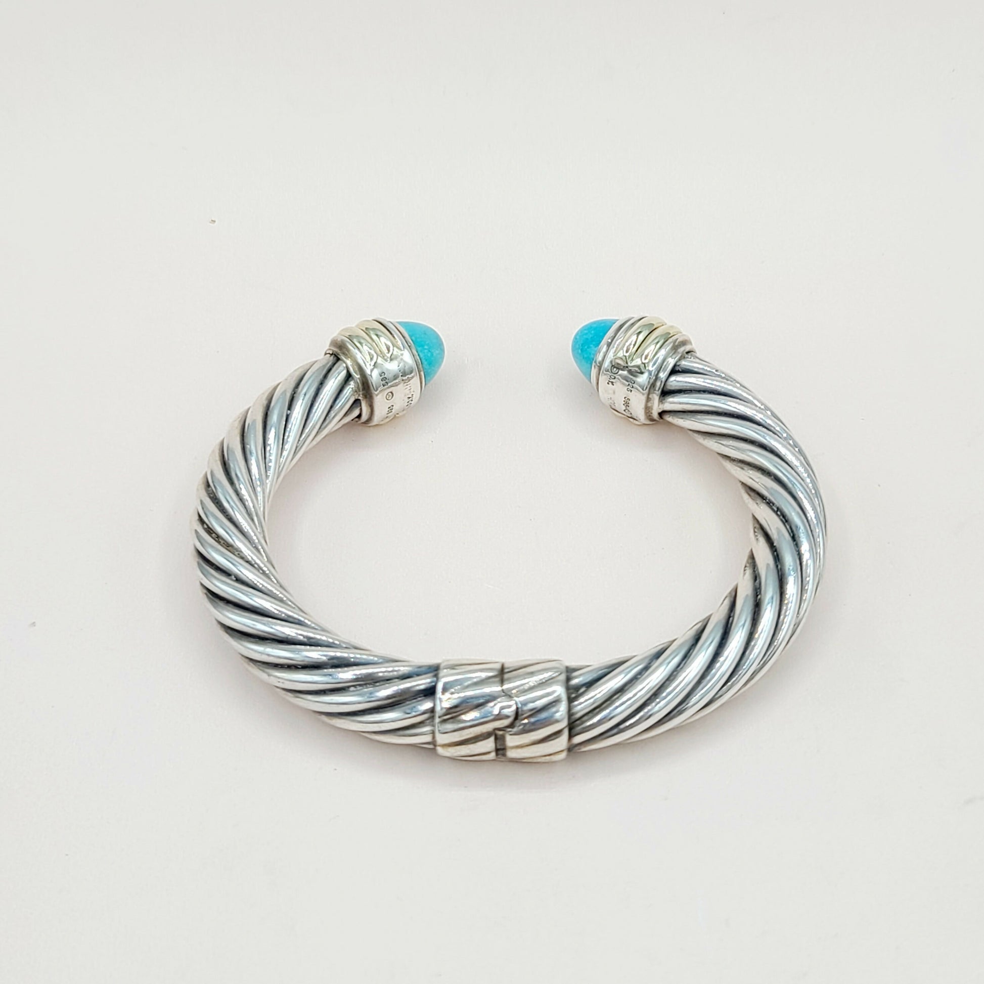 David Yurman 10mm Turquoise Silve Gold Bracelet