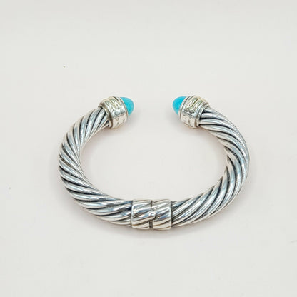 David Yurman 10mm Turquoise Silve Gold Bracelet