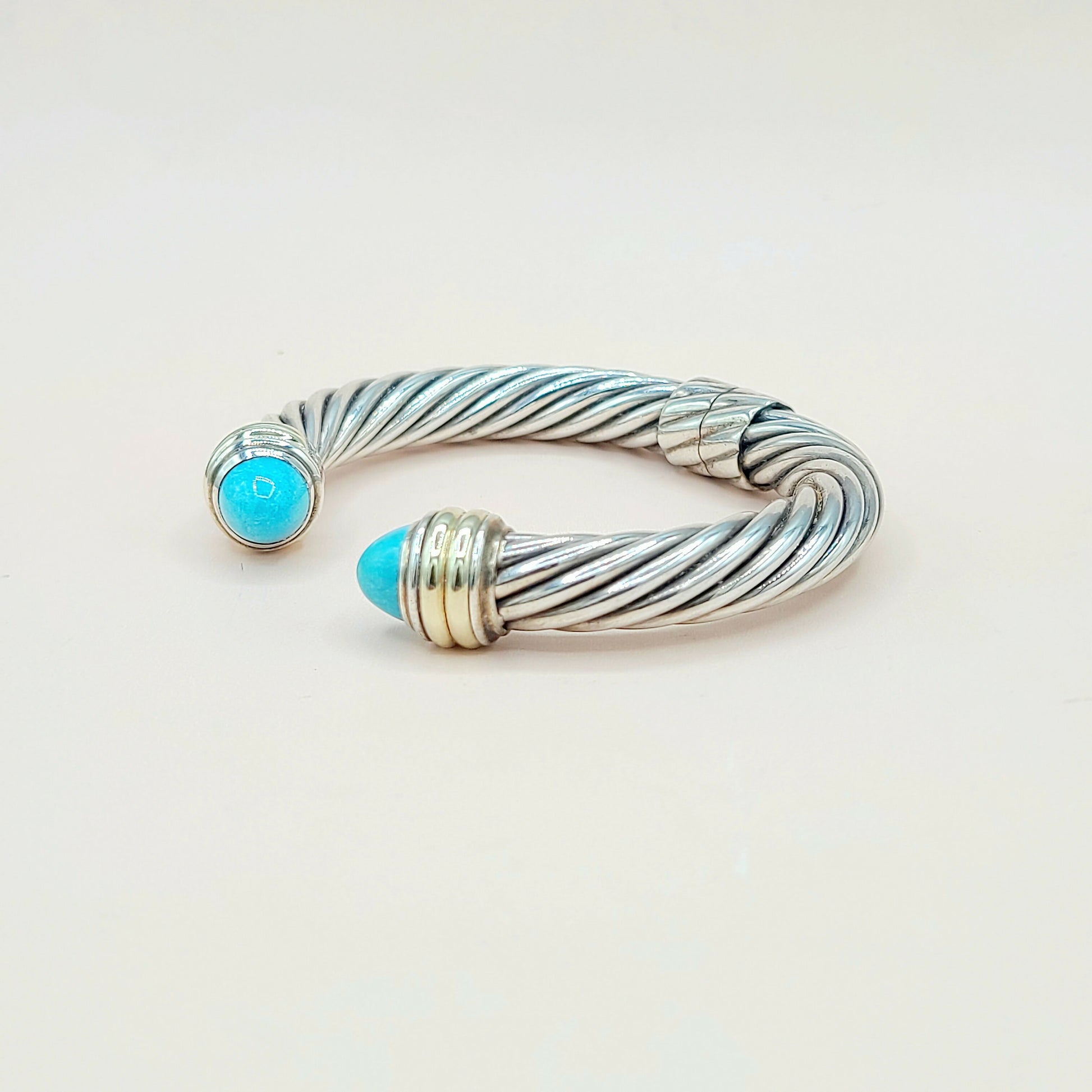 David Yurman 10mm Turquoise Silve Gold Bracelet
