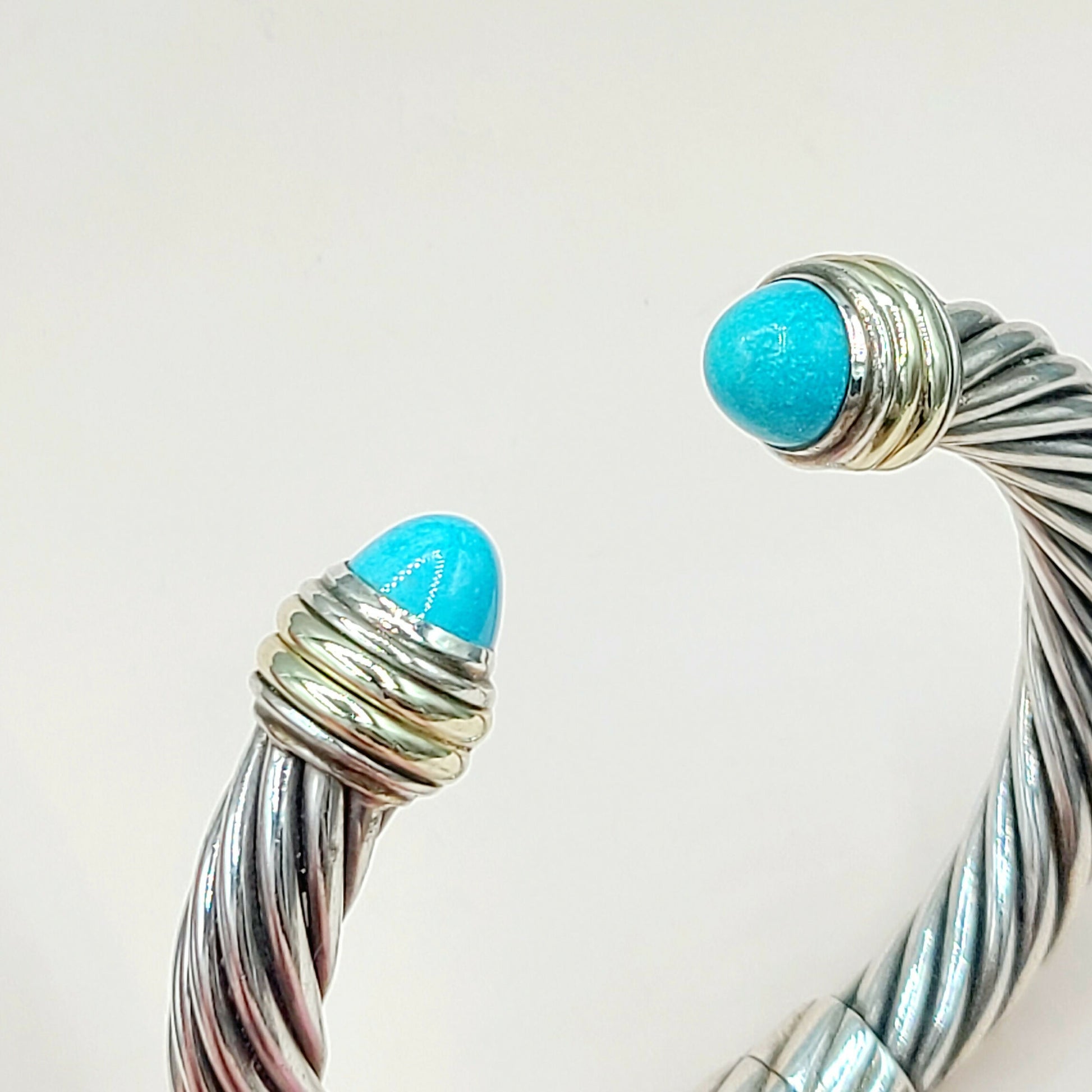 David Yurman 10mm Turquoise Silve Gold Bracelet