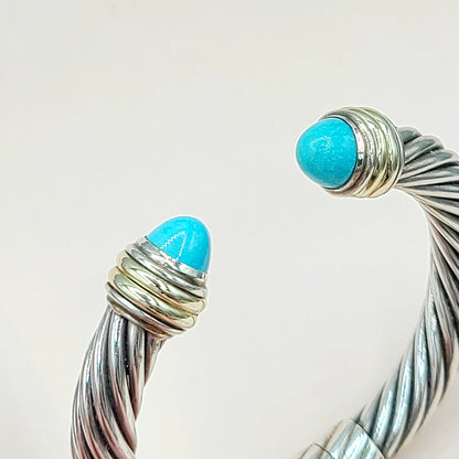 David Yurman 10mm Turquoise Silve Gold Bracelet