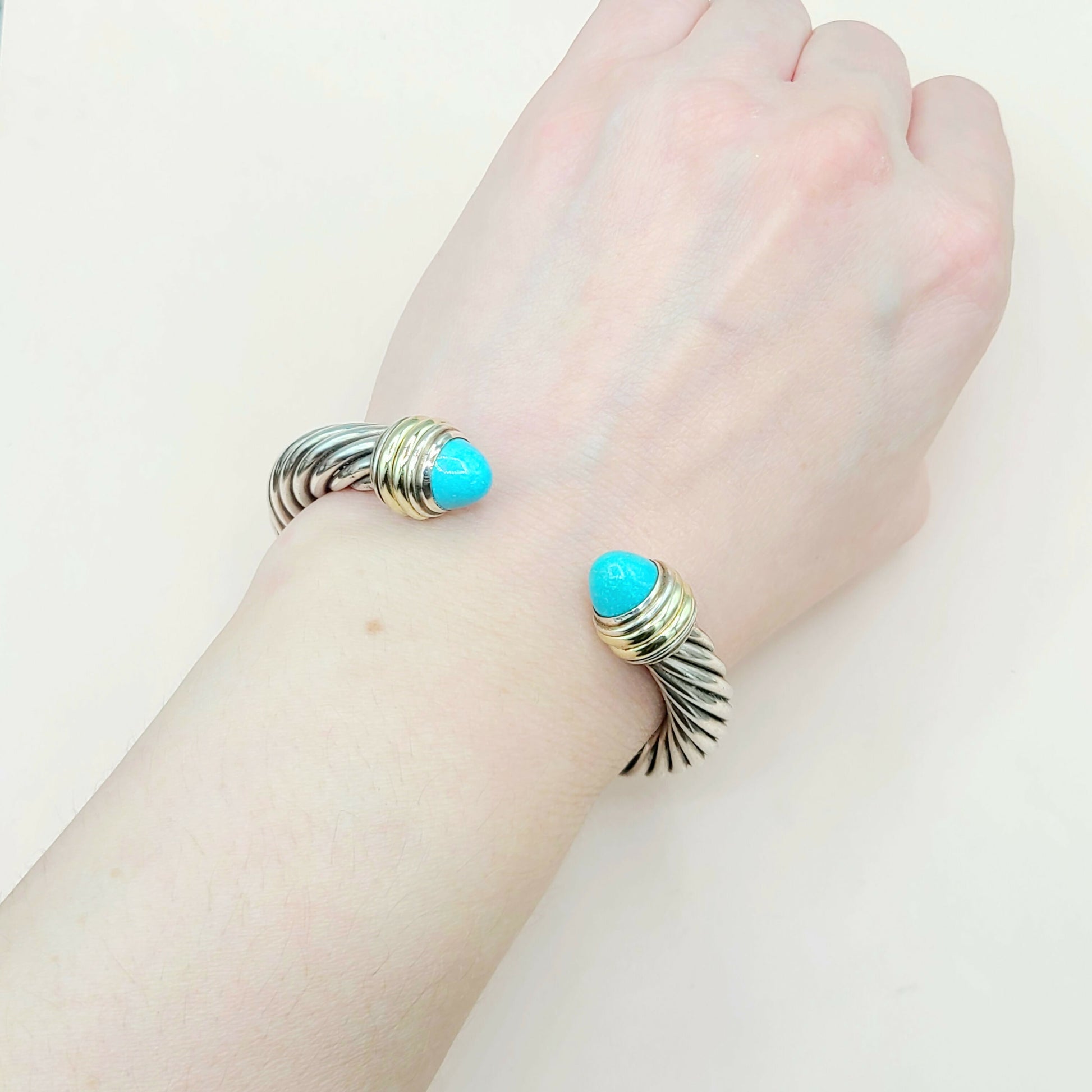 David Yurman 10mm Turquoise Silve Gold Bracelet