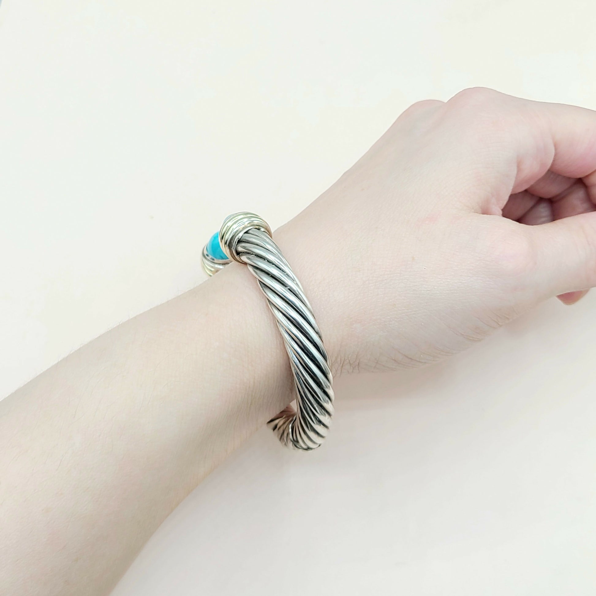 David Yurman 10mm Turquoise Silve Gold Bracelet