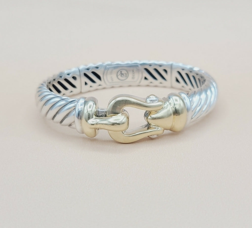 David Yurman 10mm Waverly Cable Bracelet With Gold