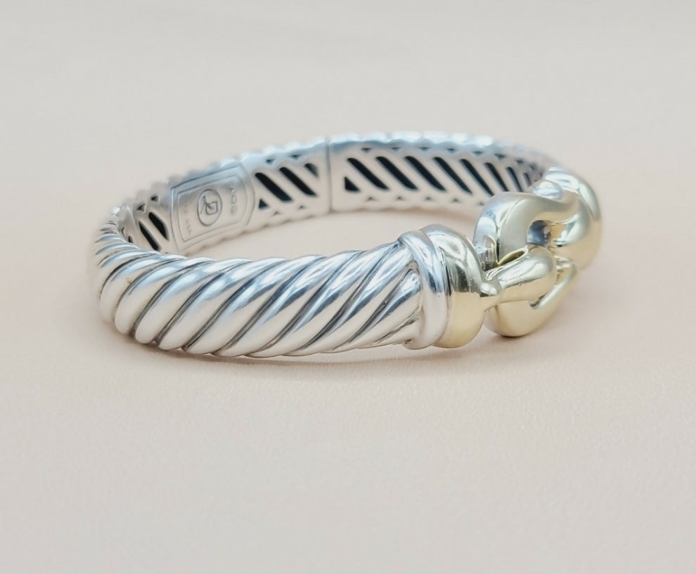 David Yurman 10mm Waverly Cable Bracelet With Gold