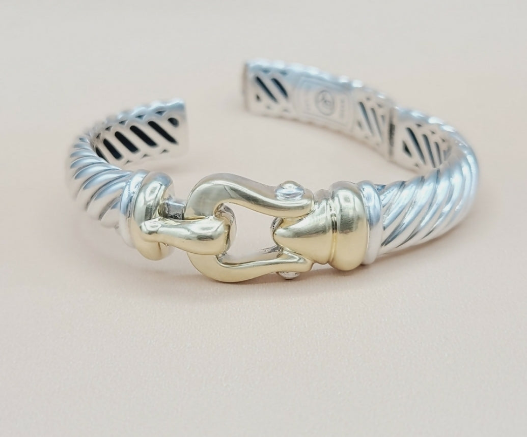 David Yurman 10mm Waverly Cable Bracelet With Gold
