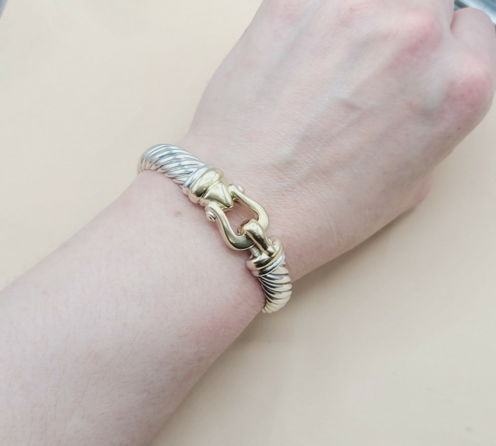 David Yurman 10mm Waverly Cable Bracelet With Gold