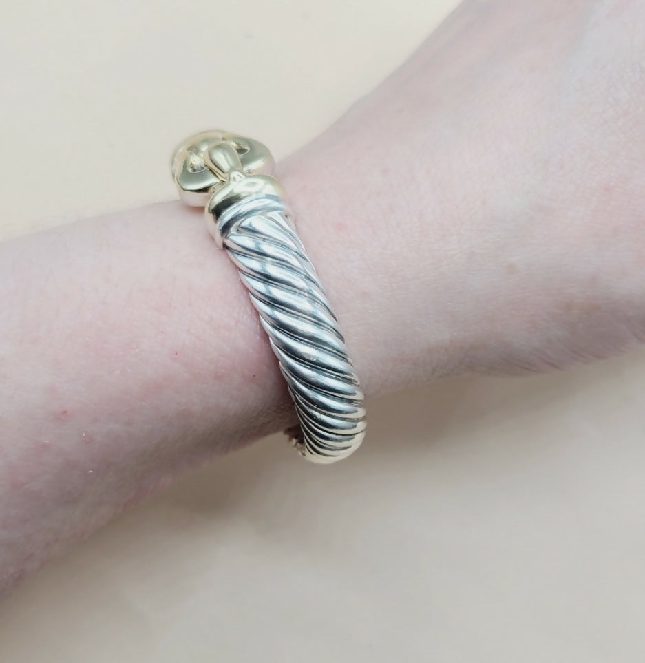 David Yurman 10mm Waverly Cable Bracelet With Gold