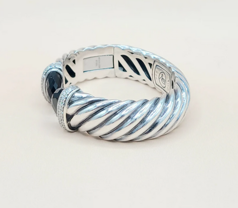  David Yurman 15mm Waverly Black Onyx Diamond Bracelet