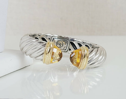 David Yurman 15mm Waverly Bracelet With Citrine and 18k Gold