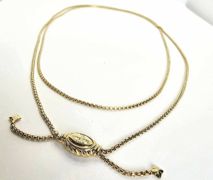 David Yurman 18K Gold Adjustable Box Chain Slider Necklace 38"