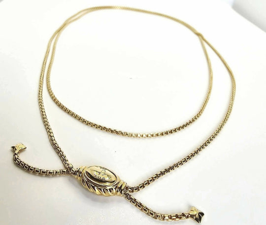 David Yurman 18K Gold Adjustable Box Chain Slider Necklace 38"