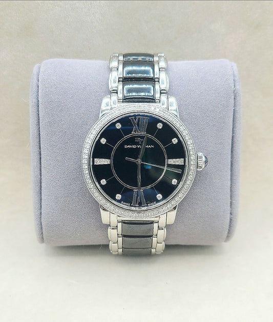 David Yurman 38mm Classic Quartz Watch With Diamonds and Black Ceramic Diamonds