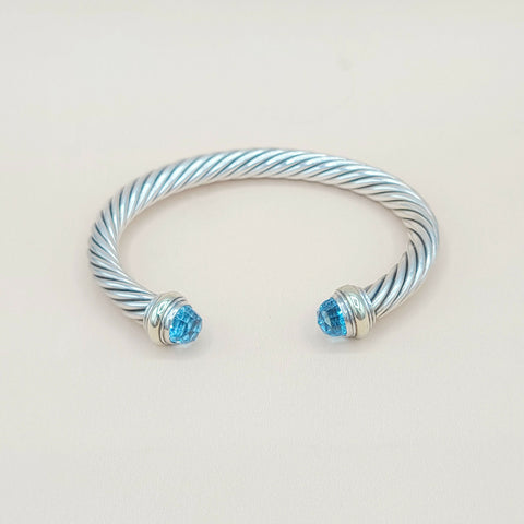  David Yurman 7mm Blue Topaz Cable Bracelet