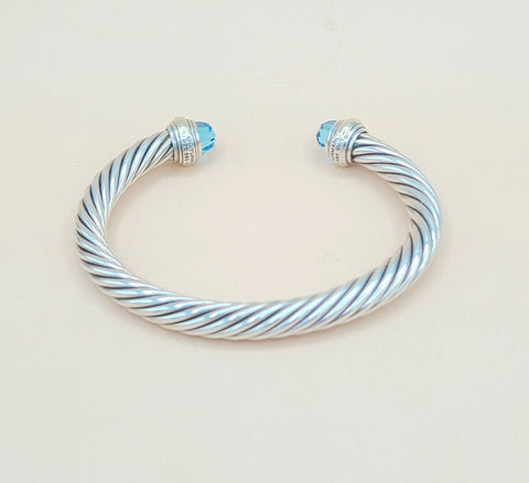  David Yurman 7mm Blue Topaz Cable Bracelet
