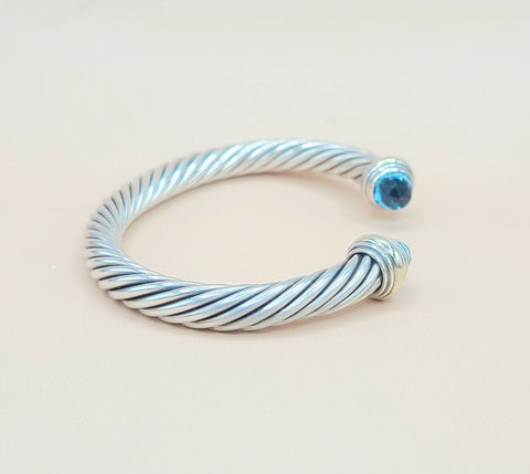  David Yurman 7mm Blue Topaz Cable Bracelet