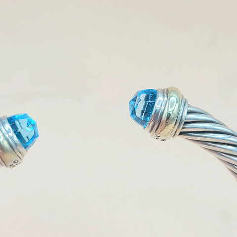  David Yurman 7mm Blue Topaz Cable Bracelet