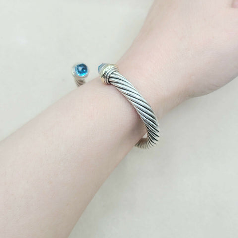  David Yurman 7mm Blue Topaz Cable Bracelet