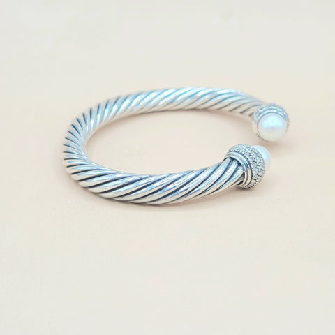  David Yurman 7mm Candy Pearl Diamond Bracelet