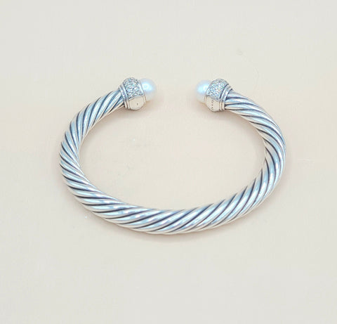  David Yurman 7mm Candy Pearl Diamond Bracelet