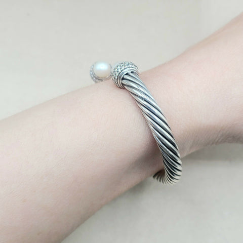  David Yurman 7mm Candy Pearl Diamond Bracelet
