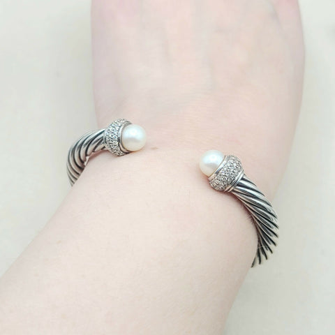  David Yurman 7mm Candy Pearl Diamond Bracelet