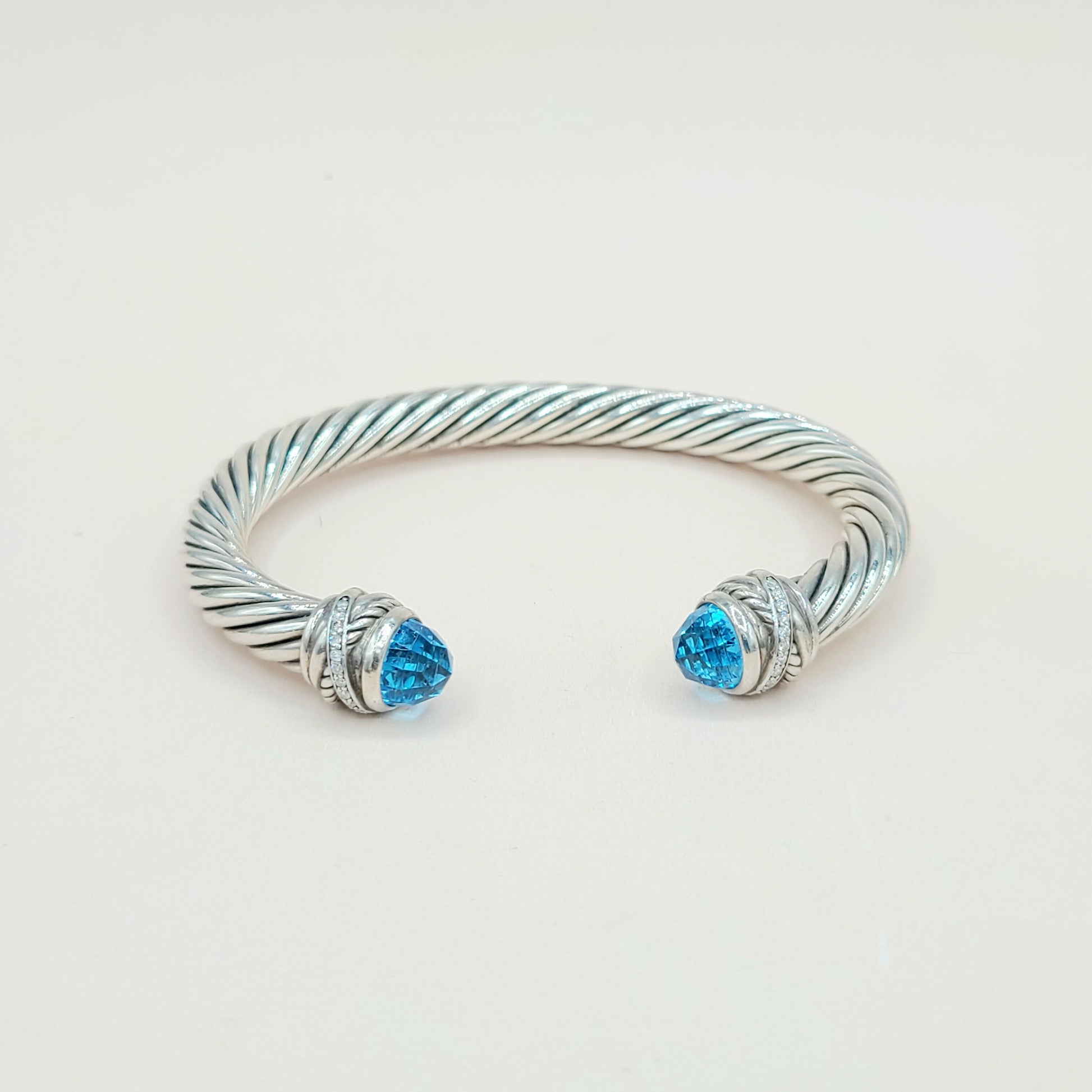 David Yurman 7mm Crossover Hampton Blue Topaz Diamonds Bracelet
