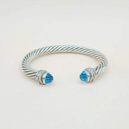 David Yurman 7mm Crossover Hampton Blue Topaz Diamonds Bracelet