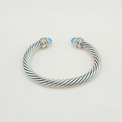 David Yurman 7mm Crossover Hampton Blue Topaz Diamonds Bracelet
