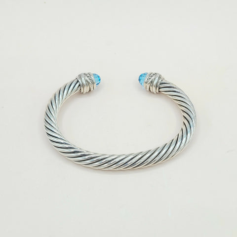  David Yurman 7mm Crossover Hampton Blue Topaz Diamonds Bracelet