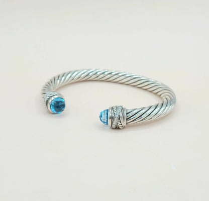 David Yurman 7mm Crossover Hampton Blue Topaz Diamonds Bracelet
