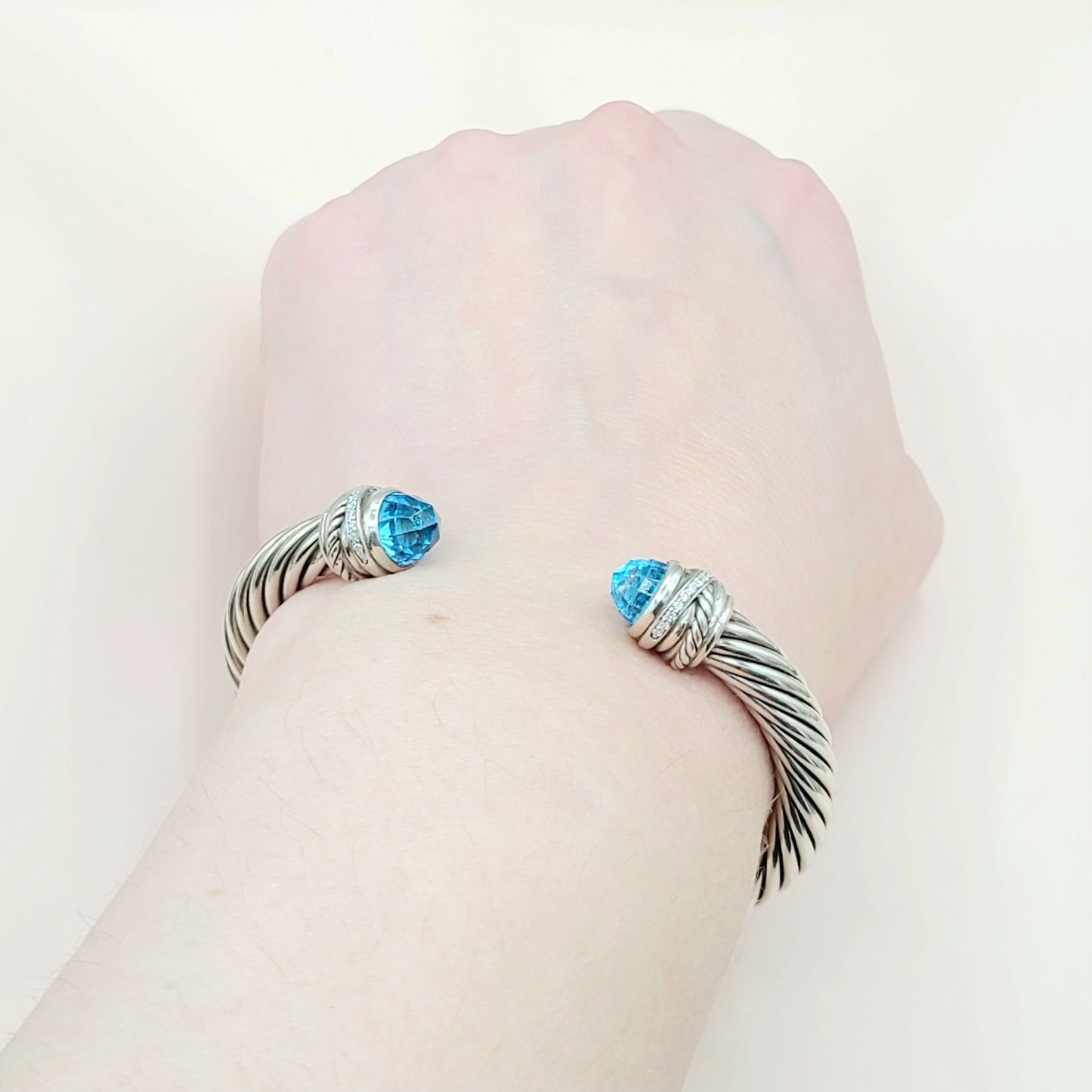 David Yurman 7mm Crossover Hampton Blue Topaz Diamonds Bracelet