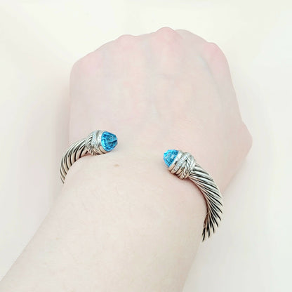 David Yurman 7mm Crossover Hampton Blue Topaz Diamonds Bracelet