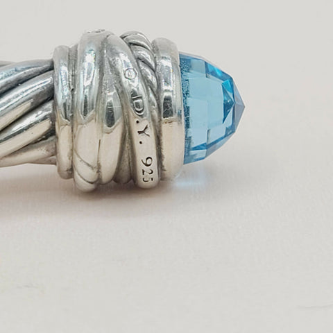  David Yurman 7mm Crossover Hampton Blue Topaz Diamonds Bracelet