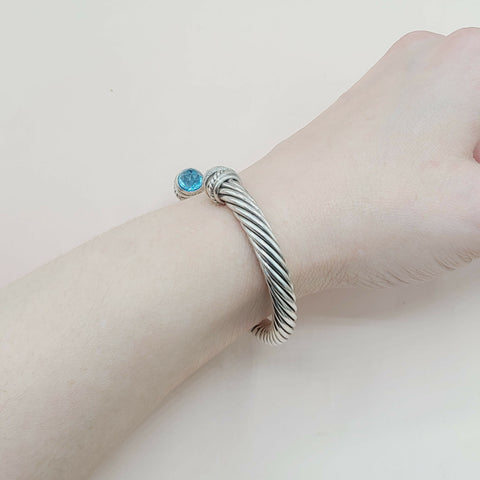  David Yurman 7mm Crossover Hampton Blue Topaz Diamonds Bracelet