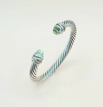  David Yurman-7mm Crossover-Prasiolite Diamond Bracelet