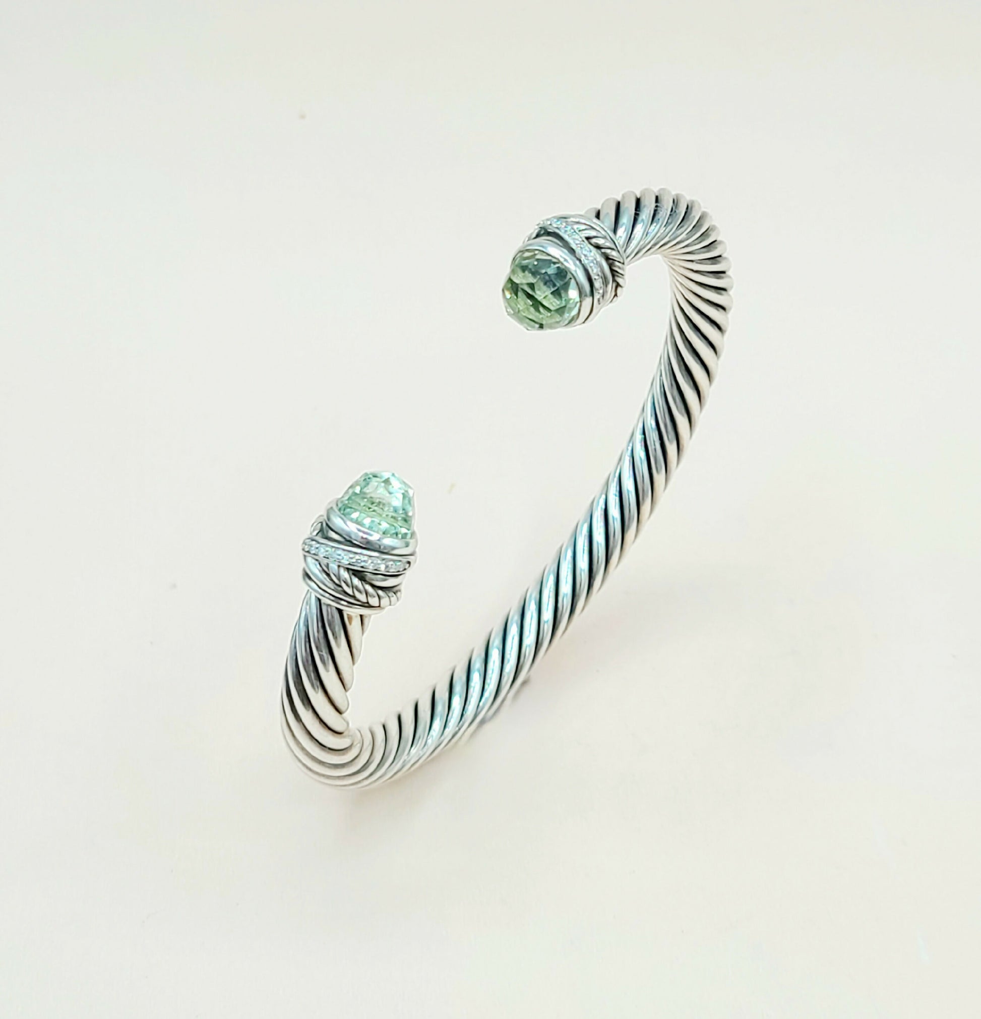  David Yurman-7mm Crossover-Prasiolite Diamond Bracelet