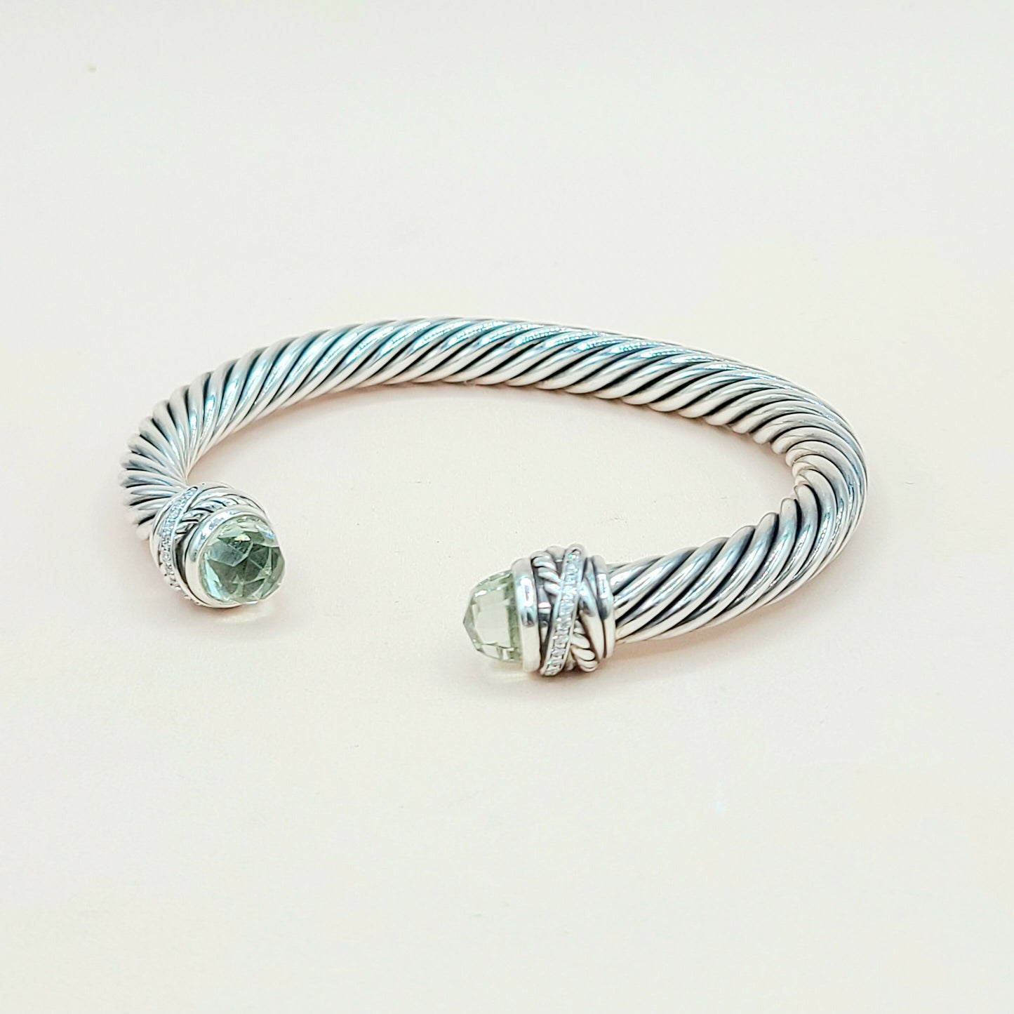  David Yurman-7mm Crossover-Prasiolite Diamond Bracelet