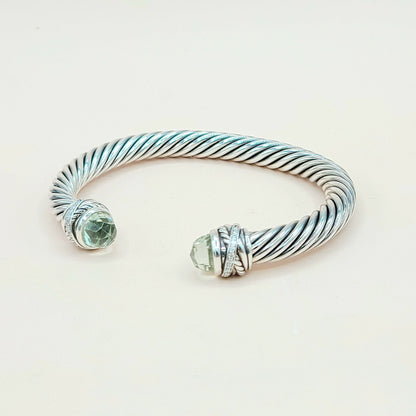  David Yurman-7mm Crossover-Prasiolite Diamond Bracelet