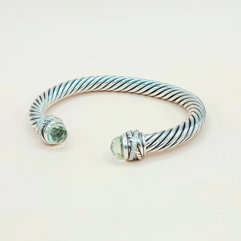  David Yurman-7mm Crossover-Prasiolite Diamond Bracelet