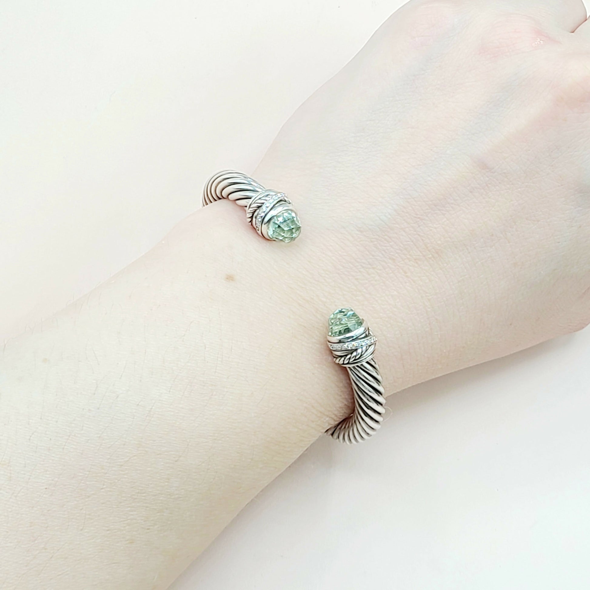  David Yurman-7mm Crossover-Prasiolite Diamond Bracelet