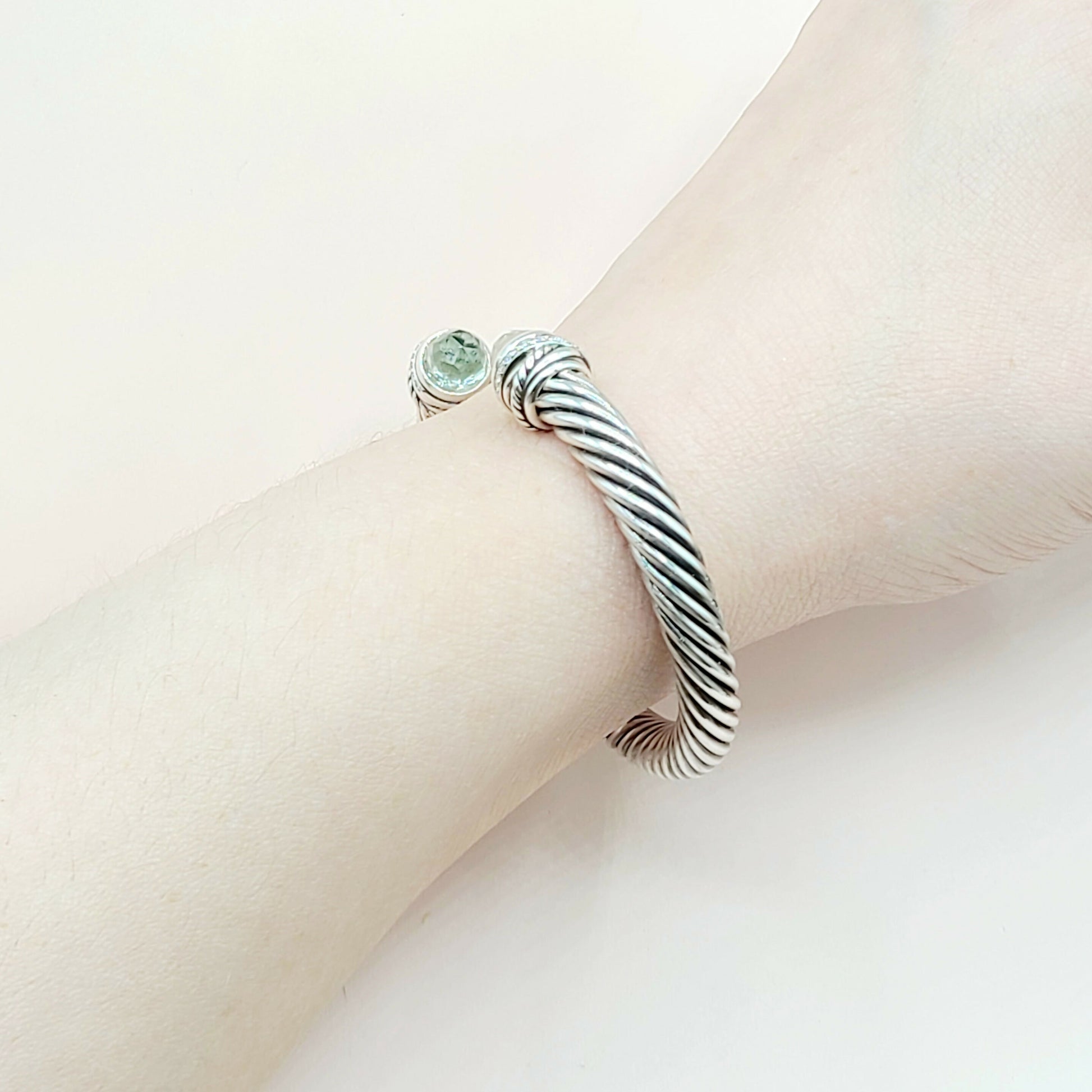  David Yurman-7mm Crossover-Prasiolite Diamond Bracelet