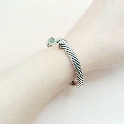  David Yurman-7mm Crossover-Prasiolite Diamond Bracelet