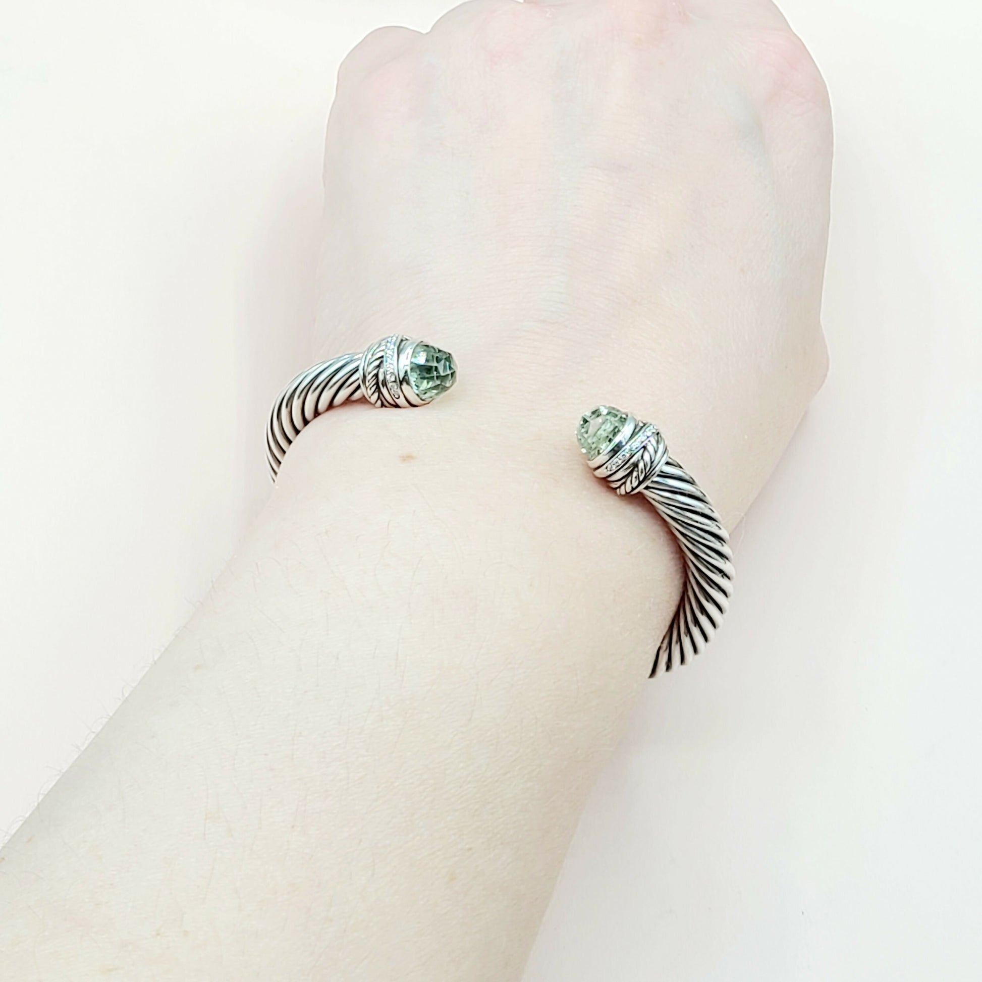  David Yurman-7mm Crossover-Prasiolite Diamond Bracelet