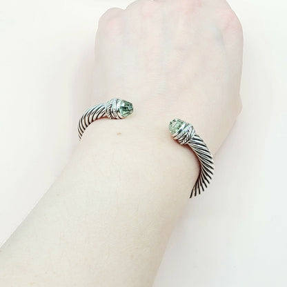  David Yurman-7mm Crossover-Prasiolite Diamond Bracelet